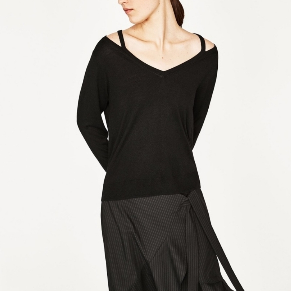 Zara black cut out sweater